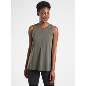 Athleta Foothill Seamless Tank Top Split Back Olive Green XS